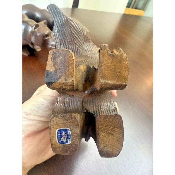 Vintage MCM Hand Carved Mexico Ironwood BROWN BEAR Grizzly Figurines family of 4 - Picture 11 of 13